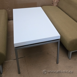 White Work Table w/ Metal Base
